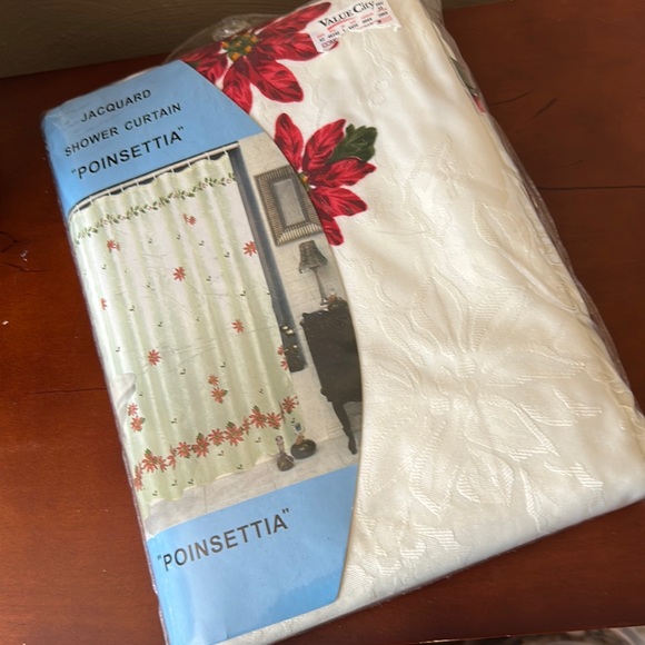 Jacquard Pointsettia Shower Curtain - Picture 1 of 3